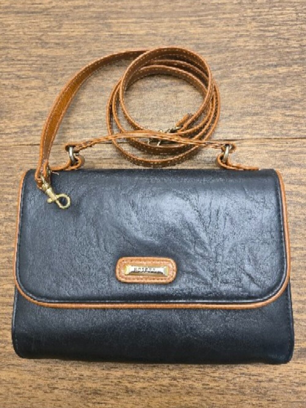 ROSETTI Vintage Women's Leather Wallet/Purse - Black/Cognac - Size Small